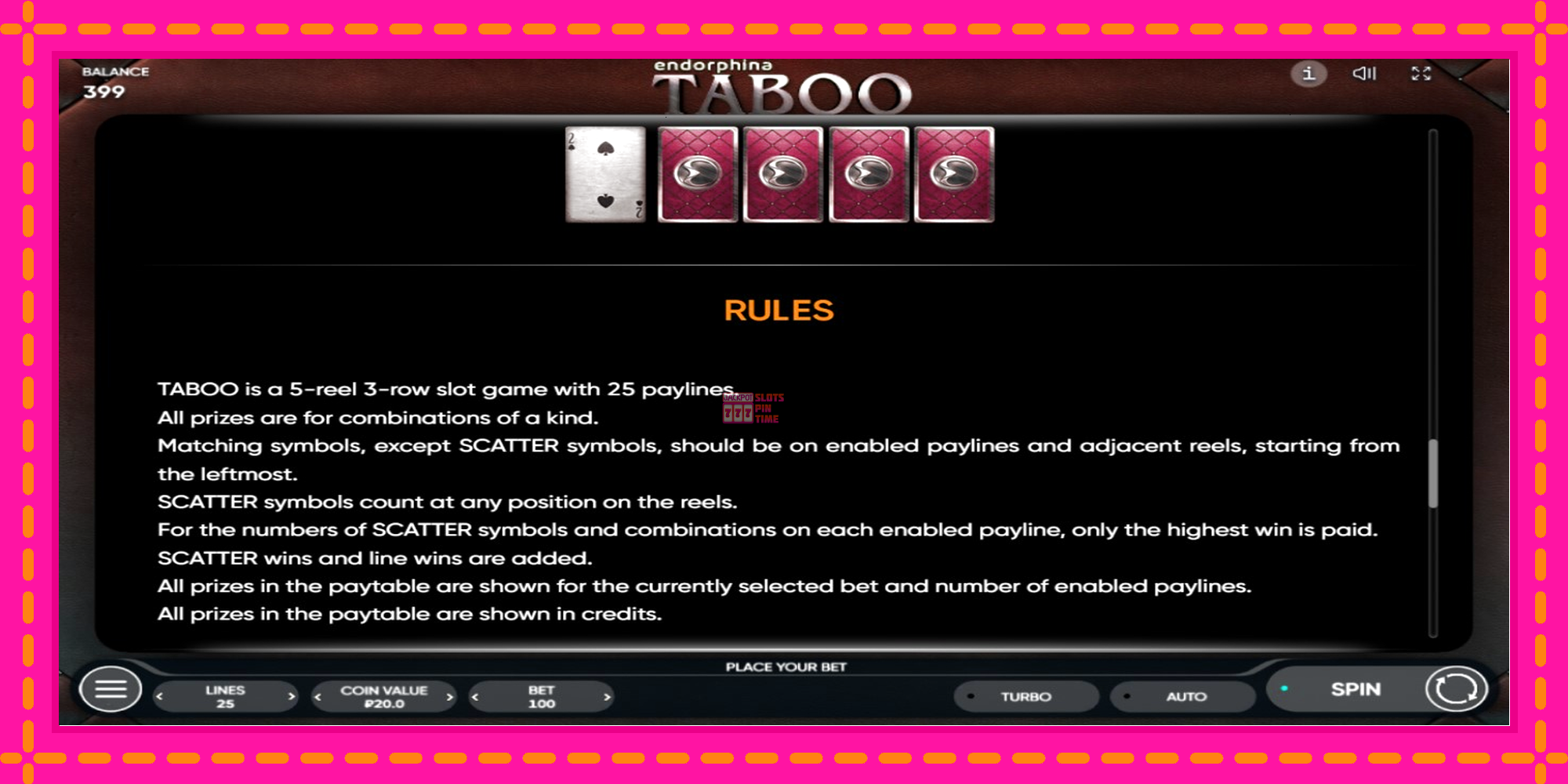 Slot machine Taboo gratuitamente, immagine 8