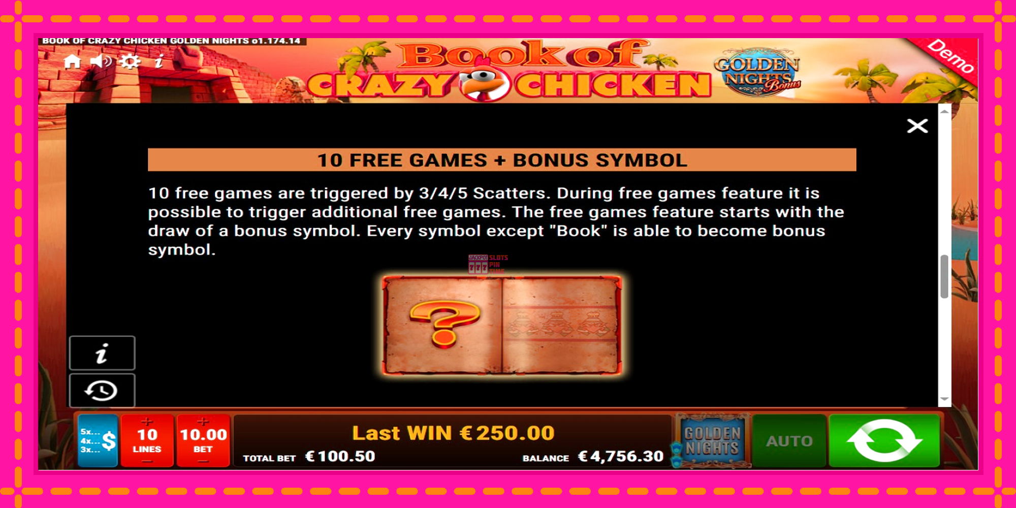 Slot machine Book of Crazy Chicken Golden Nights gratuitamente, immagine 8