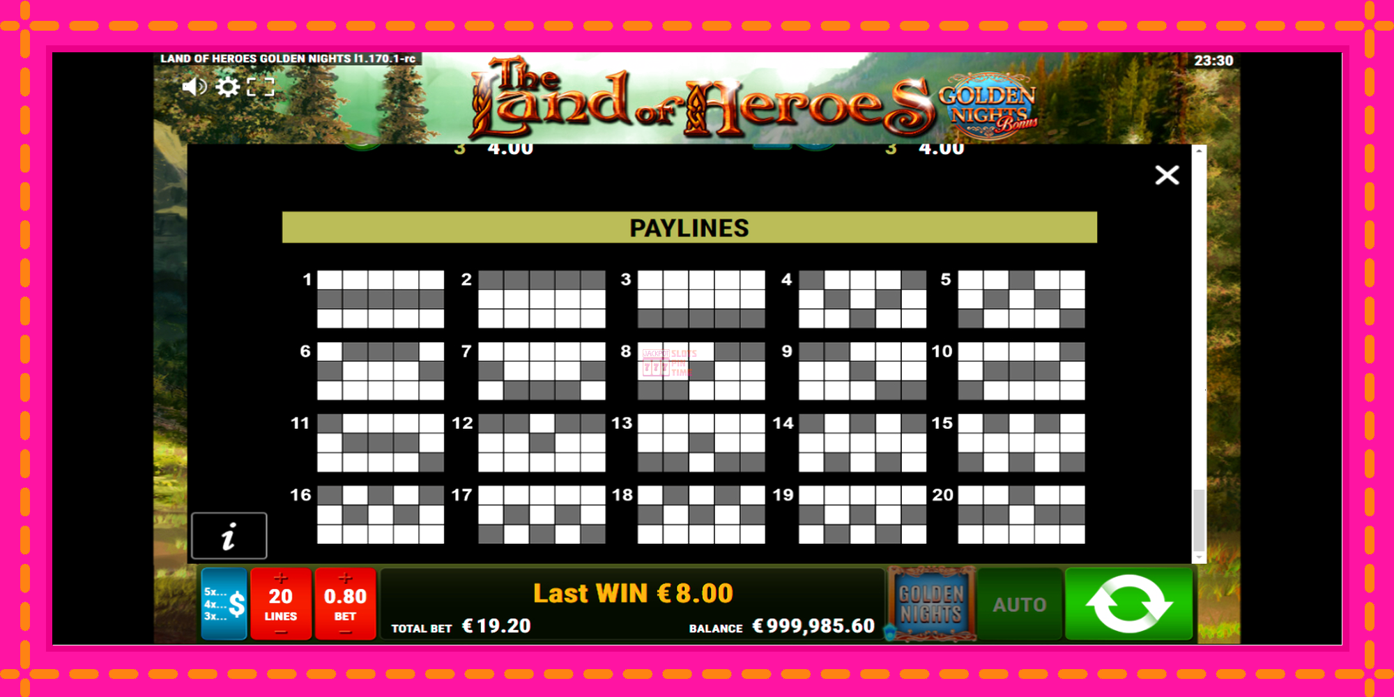 Slot machine The Land of Heroes Golden Nights gratuitamente, immagine 7