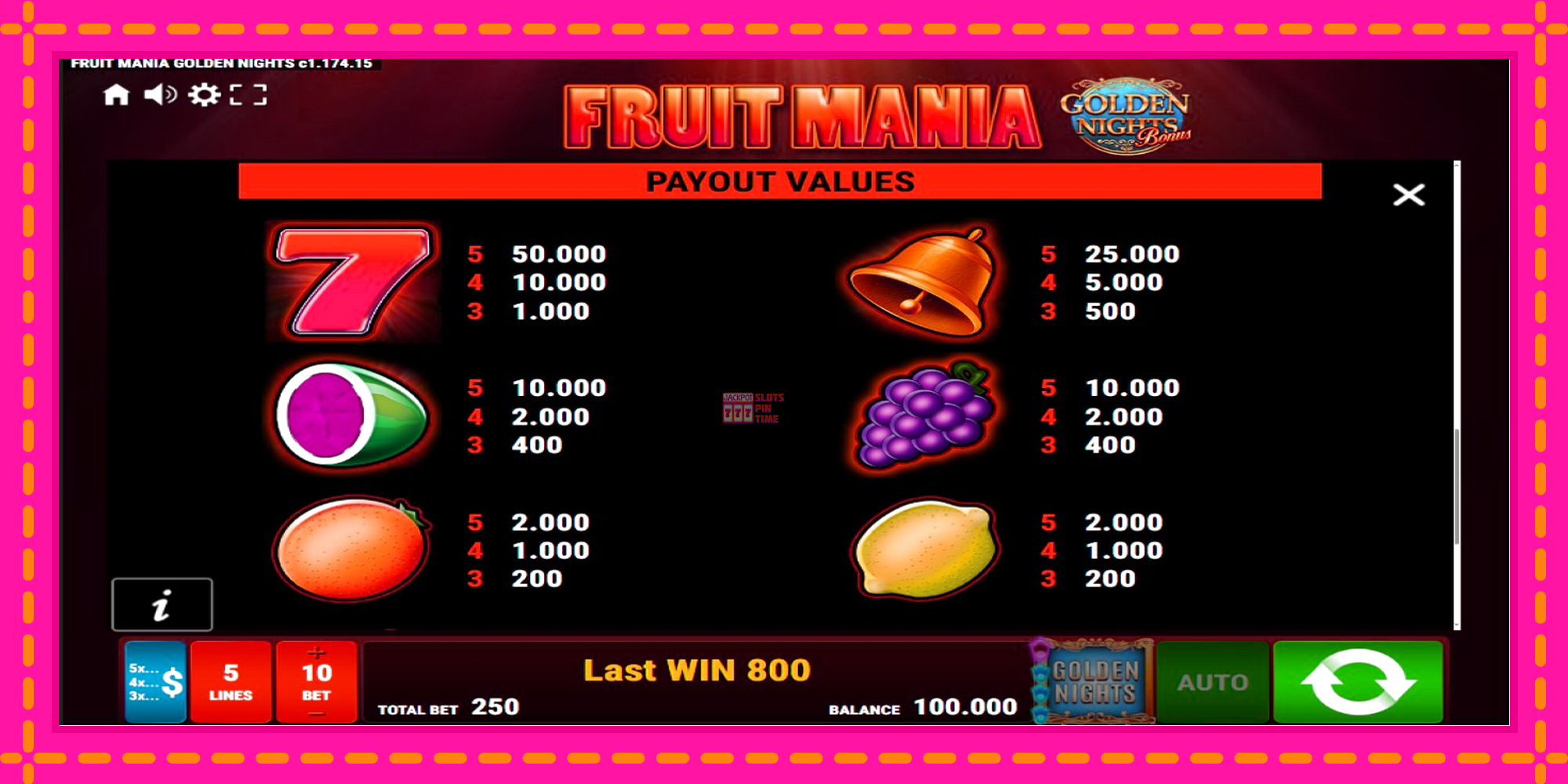 Slot machine Fruit Mania Golden Nights gratuitamente, immagine 7