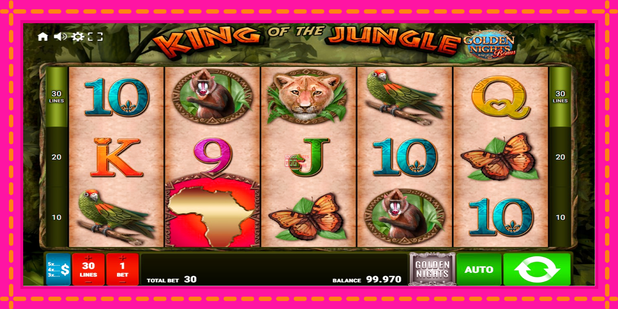 Slot machine King of the Jungle Golden Nights gratuitamente, immagine 1