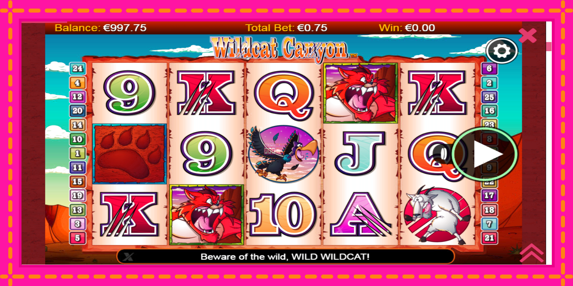 Slot machine Wildcat Canyon gratuitamente, immagine 1