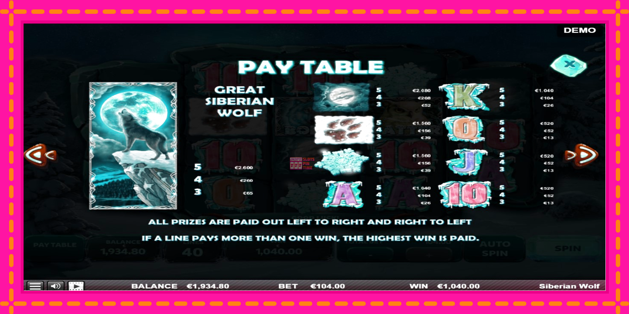 Slot machine Siberian Wolf gratuitamente, immagine 4