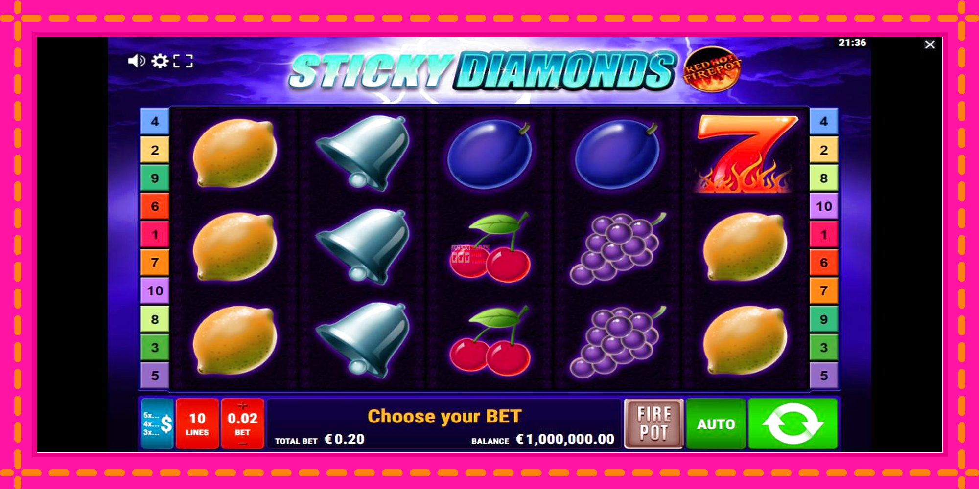 Slot machine Sticky Diamonds Red Hot Firepot gratuitamente, immagine 1