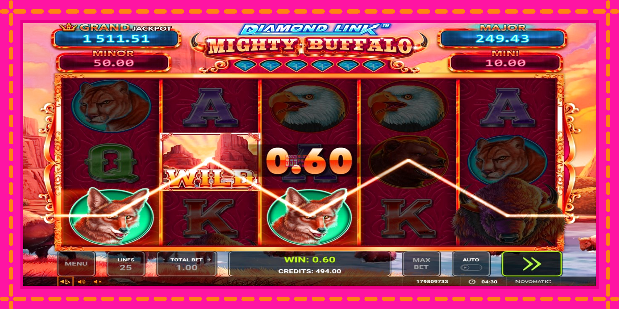 Slot machine Diamond Link Mighty Buffalo gratuitamente, immagine 2