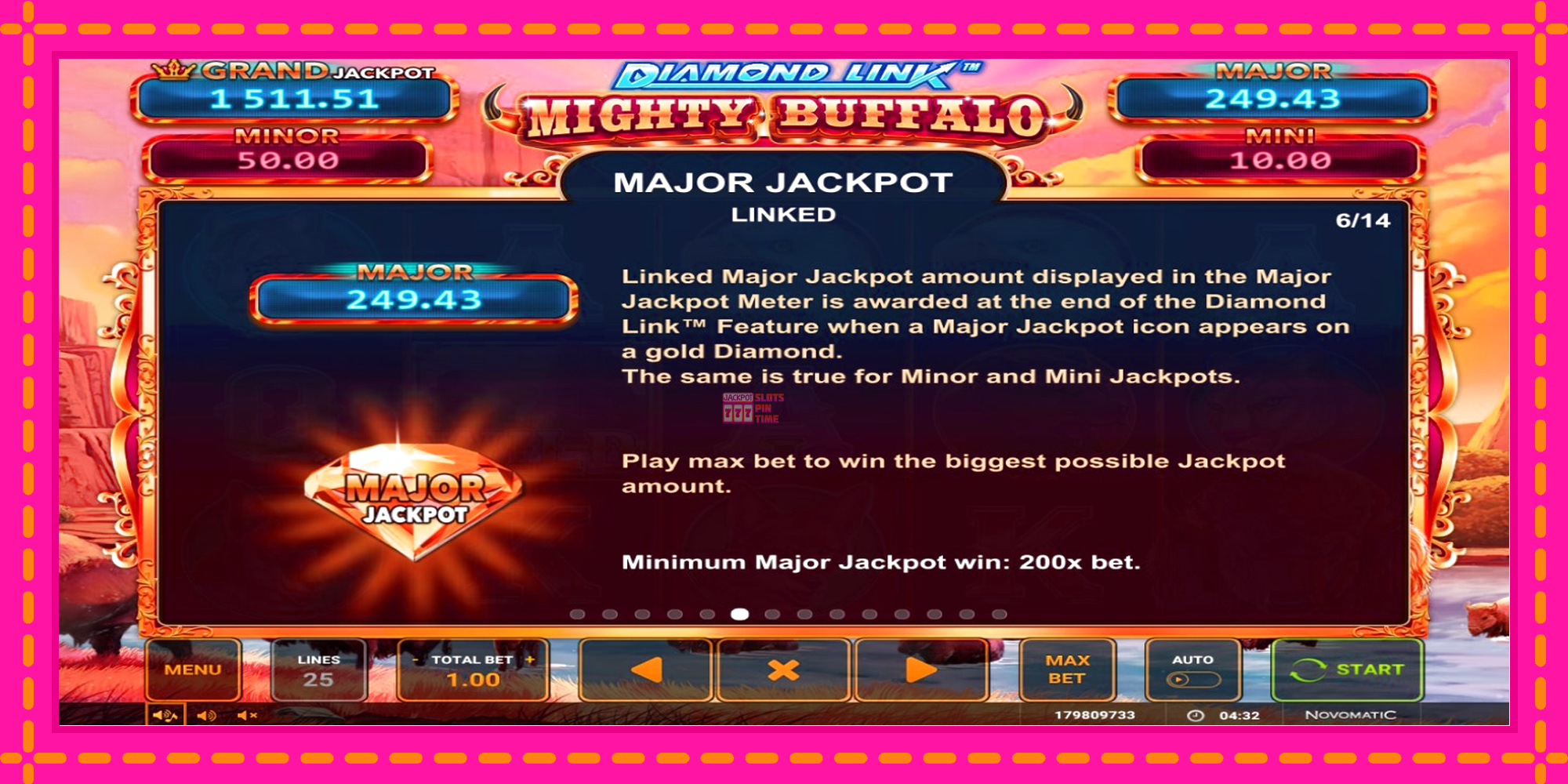 Slot machine Diamond Link Mighty Buffalo gratuitamente, immagine 4