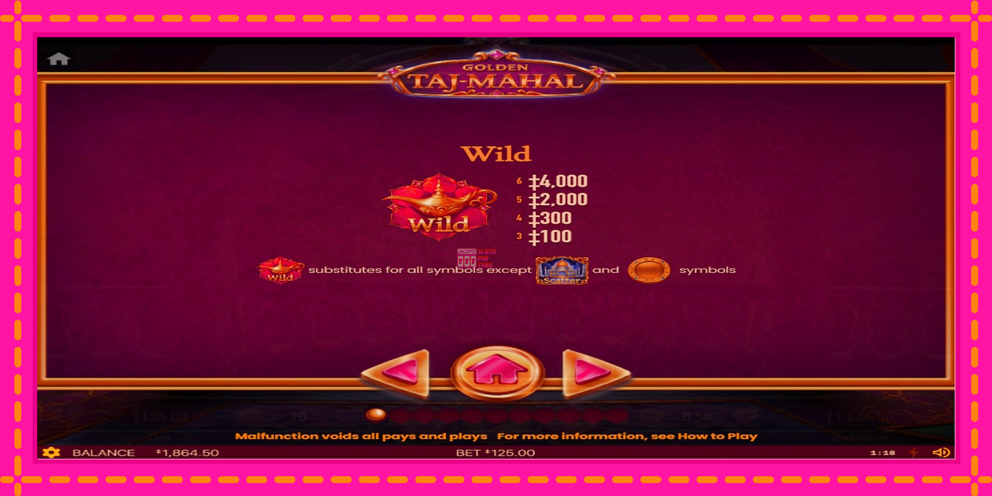 Slot machine Golden Taj Mahal gratuitamente, immagine 3