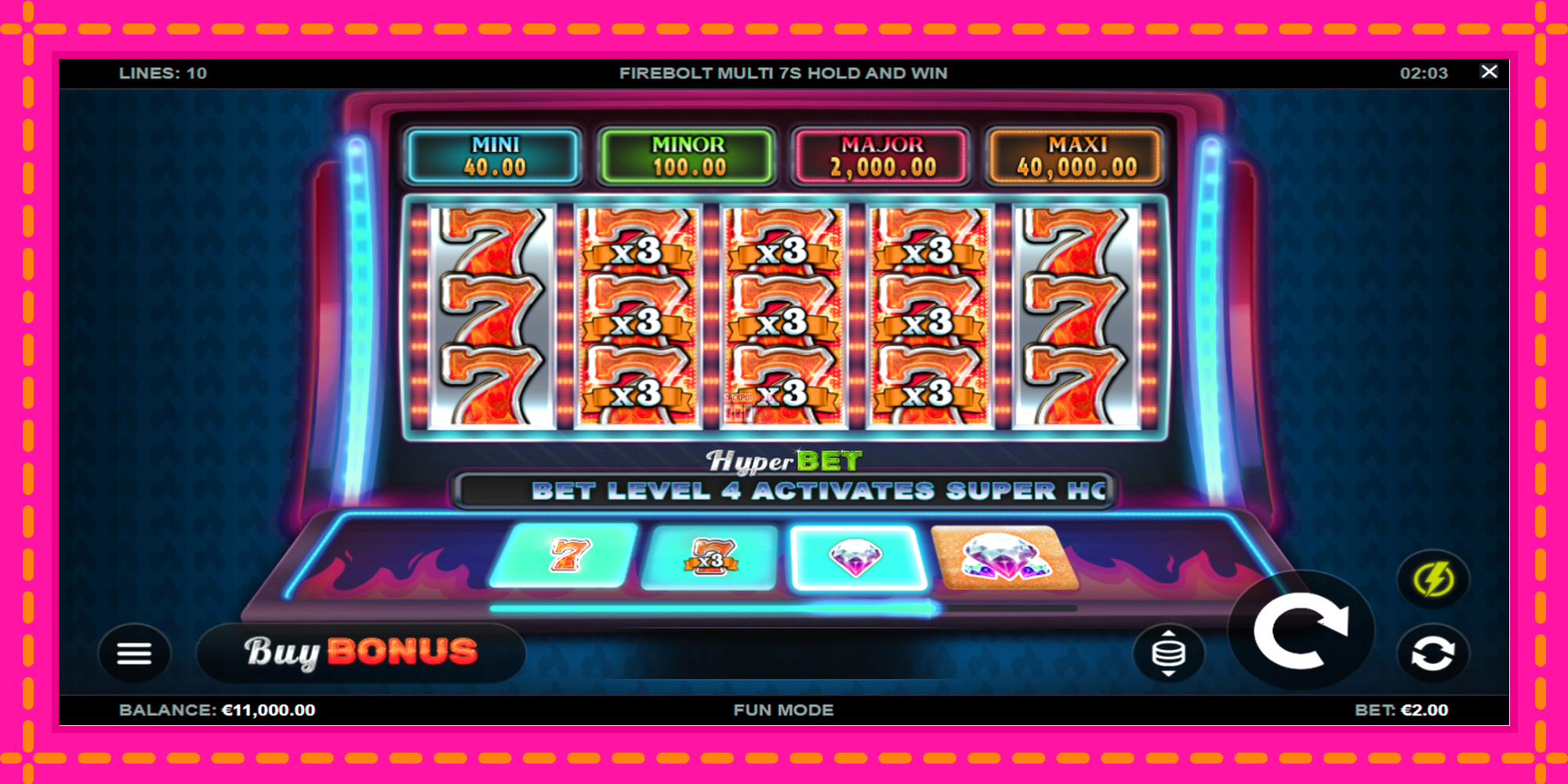 Slot machine Firebolt Multi 7s Hold and Win gratuitamente, immagine 2