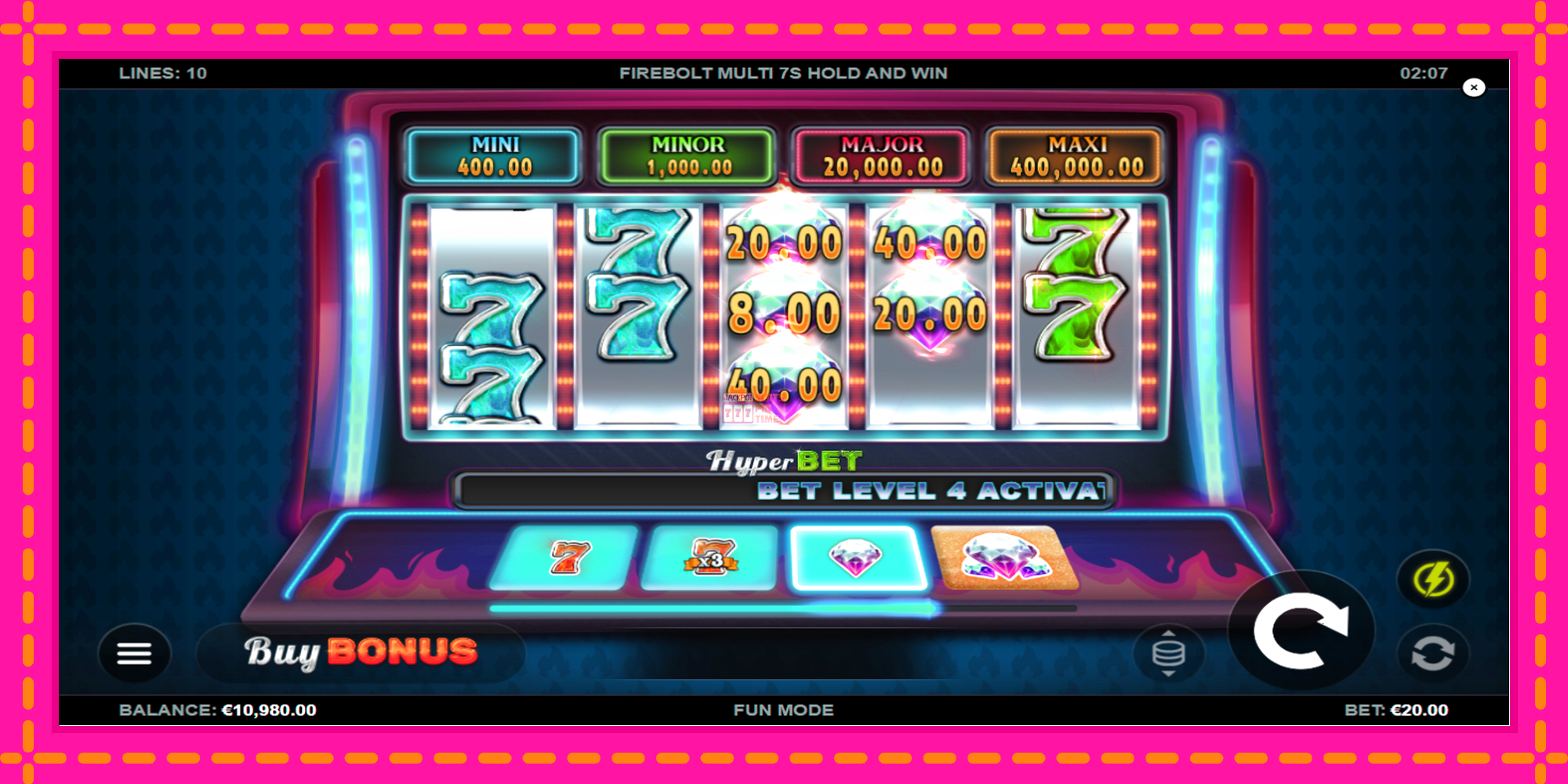 Slot machine Firebolt Multi 7s Hold and Win gratuitamente, immagine 3