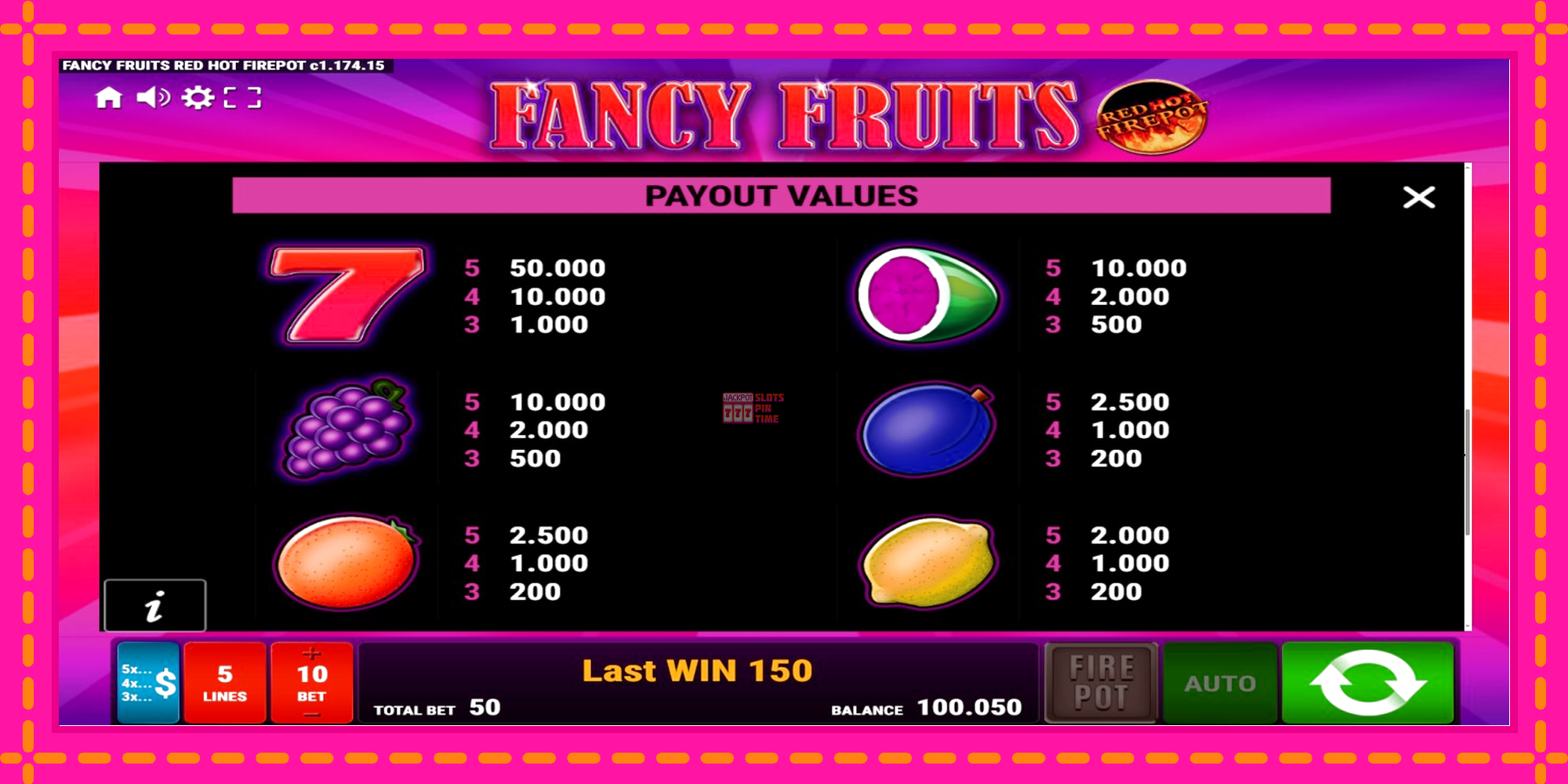 Slot machine Fancy Fruits Red Hot Firepot gratuitamente, immagine 5