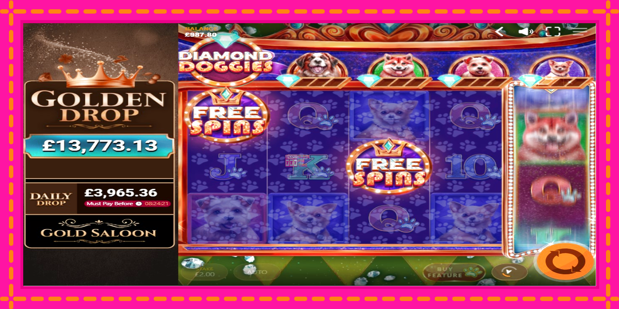 Slot machine Diamond Doggies gratuitamente, immagine 3