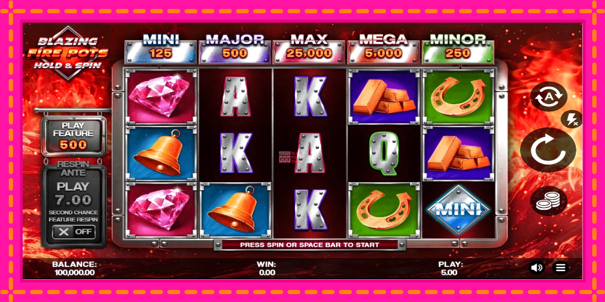 Slot machine Blazing Fire Pots Hold & Spin gratuitamente, immagine 1