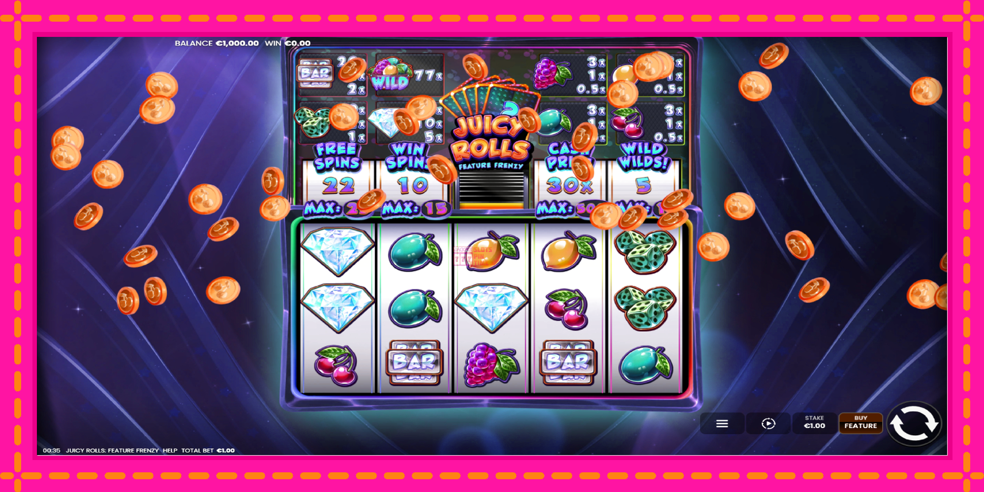 Slot machine Juicy Rolls: Feature Frenzy gratuitamente, immagine 2