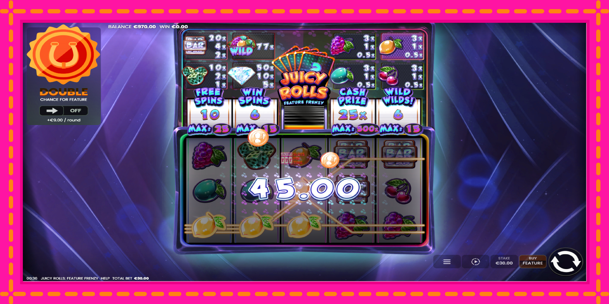 Slot machine Juicy Rolls: Feature Frenzy gratuitamente, immagine 3