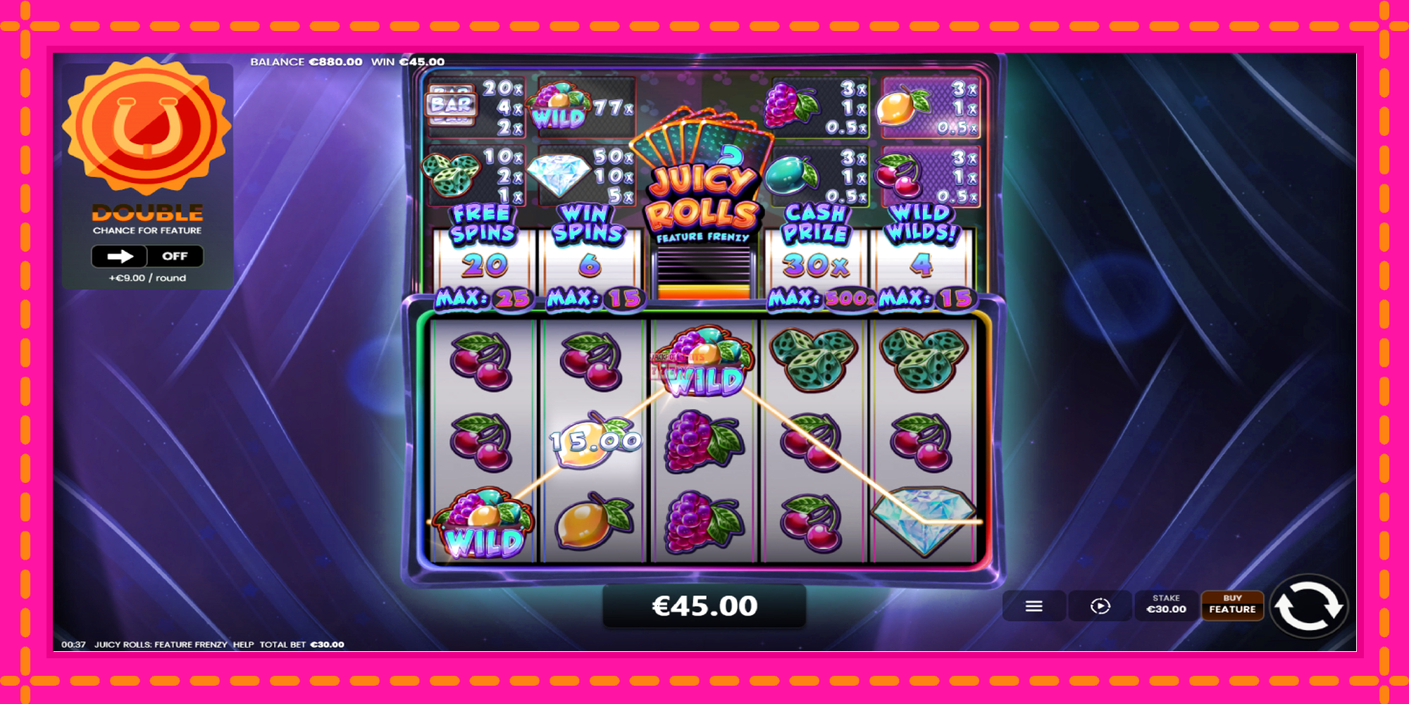 Slot machine Juicy Rolls: Feature Frenzy gratuitamente, immagine 4