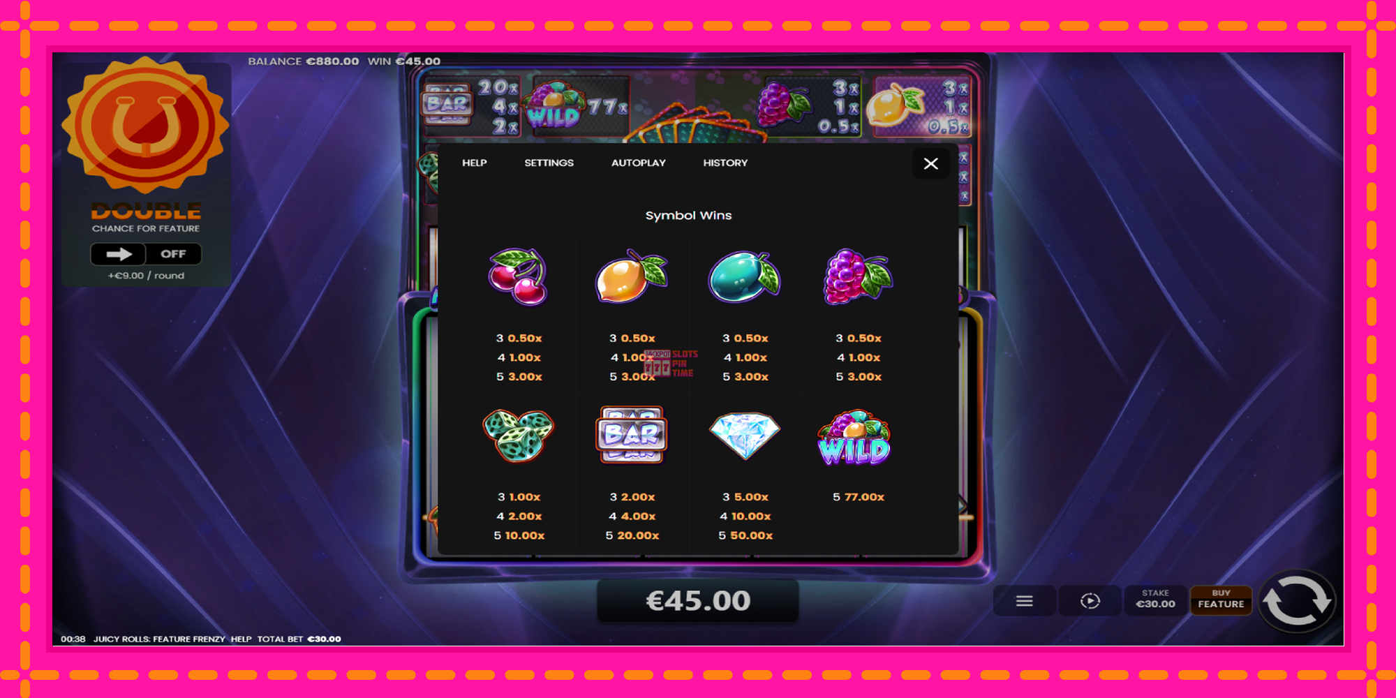 Slot machine Juicy Rolls: Feature Frenzy gratuitamente, immagine 5