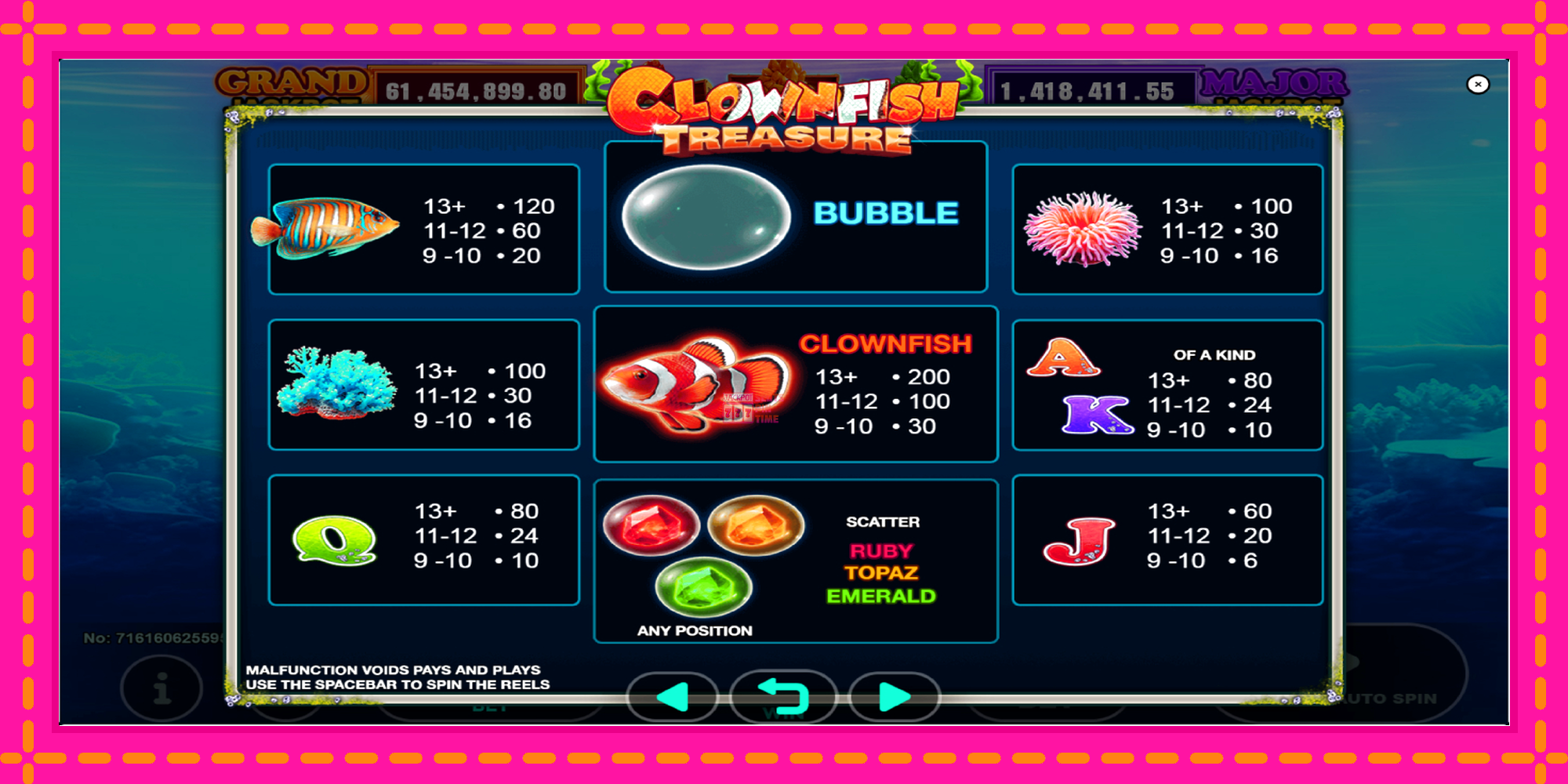 Slot machine Clown Fish Treasure gratuitamente, immagine 5