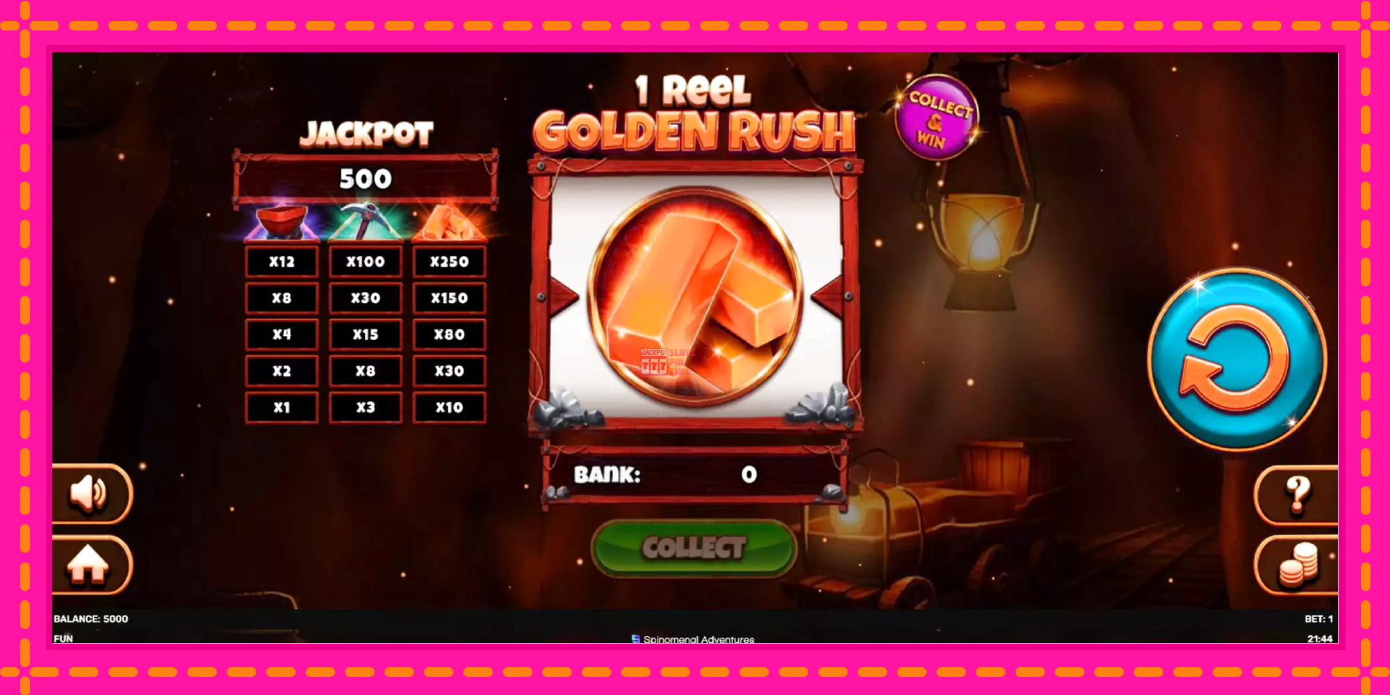 Slot machine 1 Reel Golden Rush gratuitamente, immagine 2