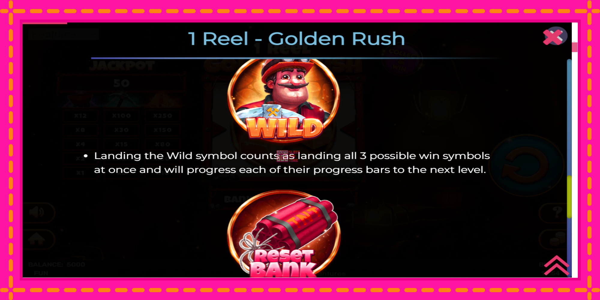 Slot machine 1 Reel Golden Rush gratuitamente, immagine 6