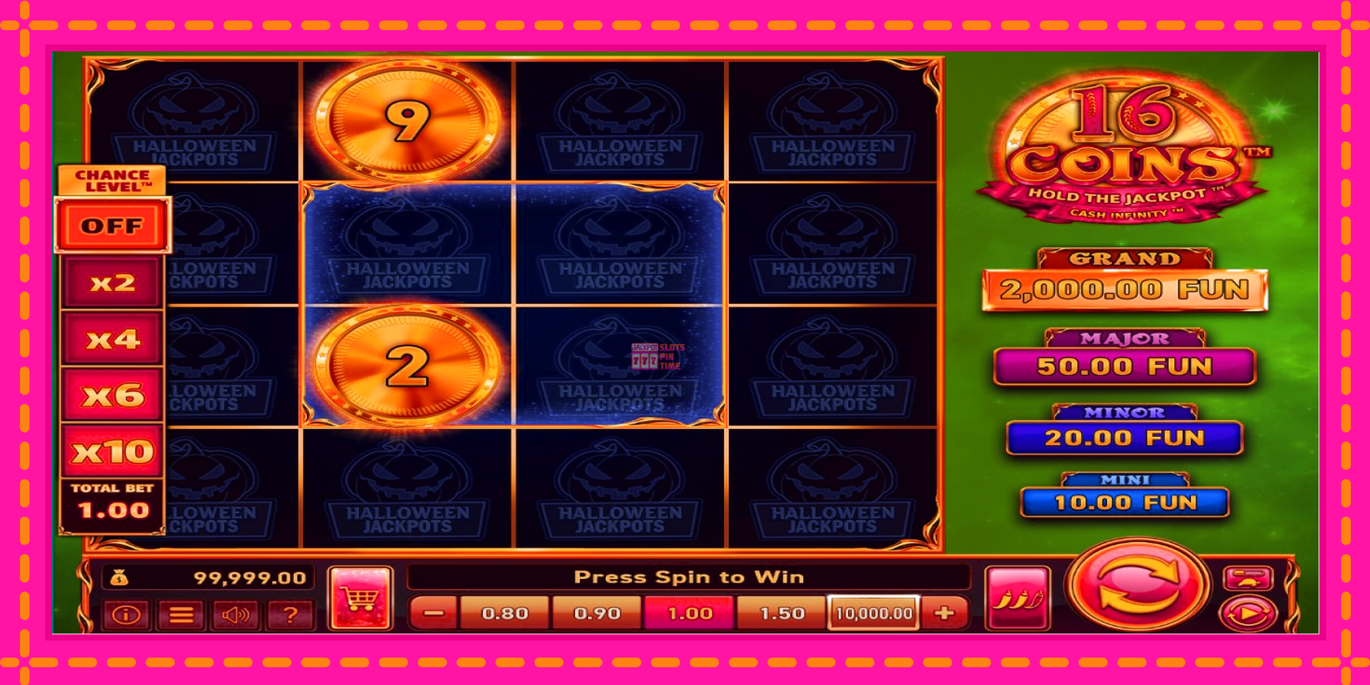 Slot machine 16 Coins Grand Gold Edition Halloween Jackpots gratuitamente, immagine 2