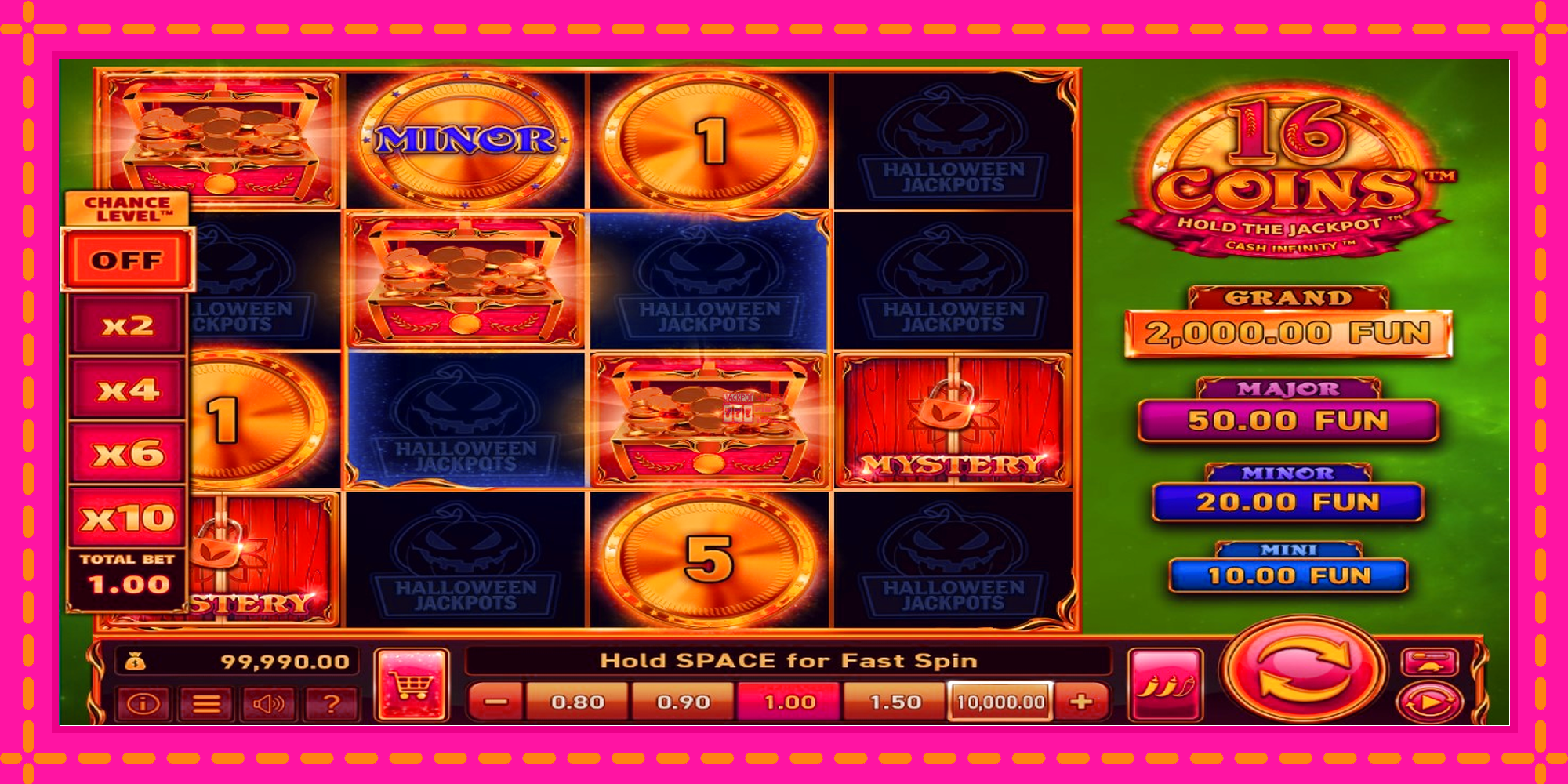 Slot machine 16 Coins Grand Gold Edition Halloween Jackpots gratuitamente, immagine 3