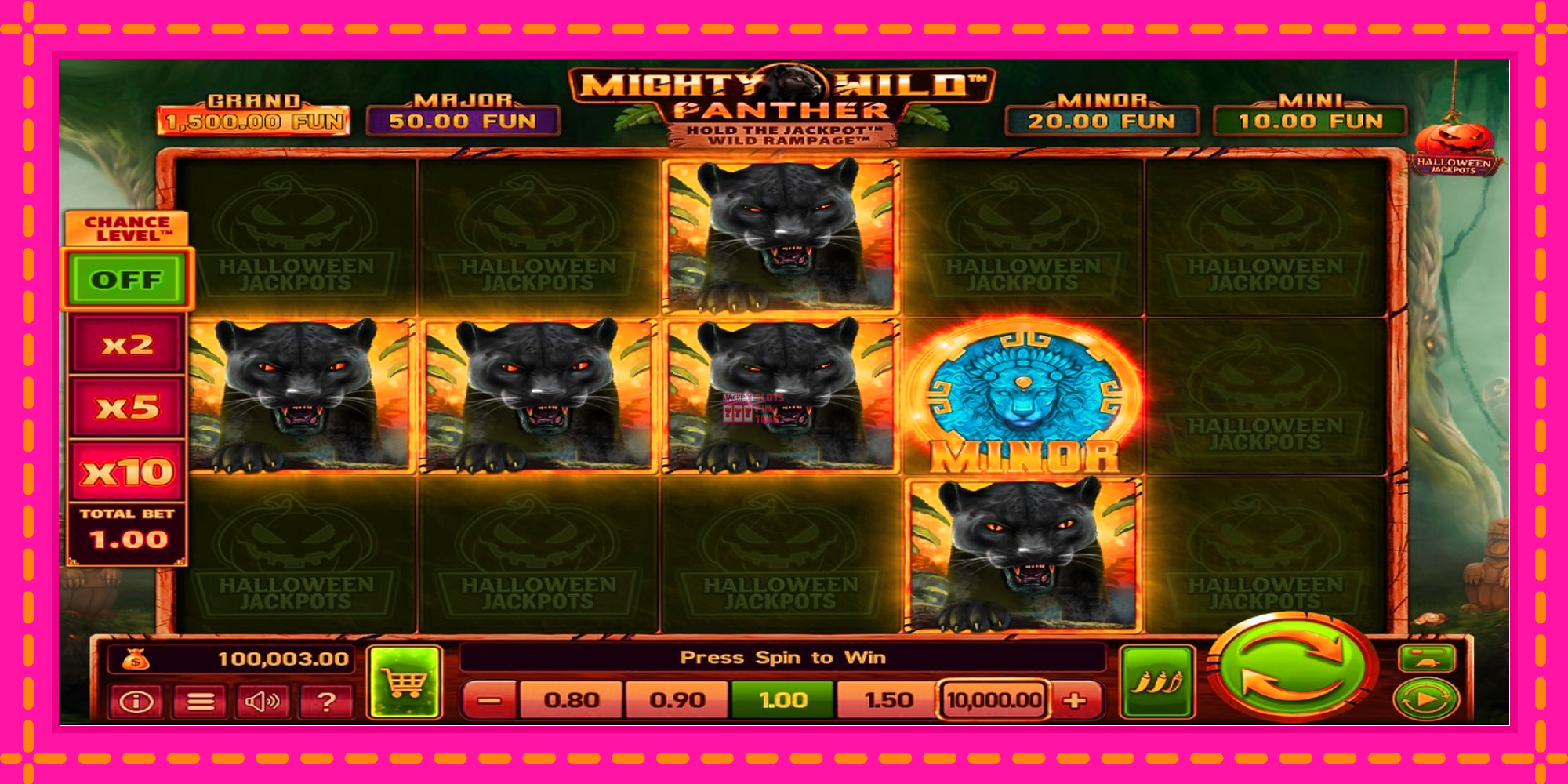 Slot machine Mighty Wild: Panther Grand Gold Edition Halloween Jackpots gratuitamente, immagine 2