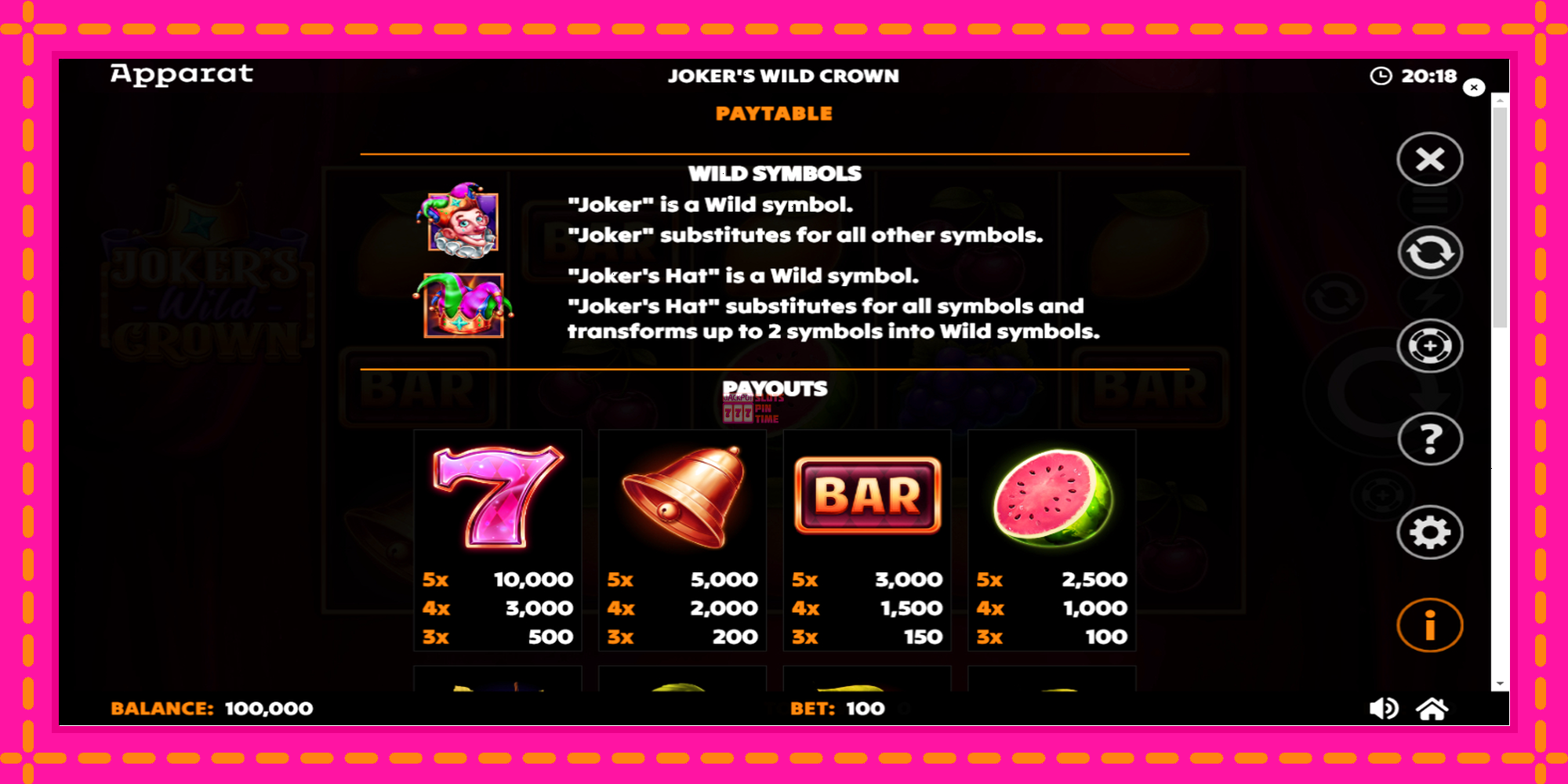 Slot machine Jokers Wild Crown Diamond Treasures gratuitamente, immagine 5