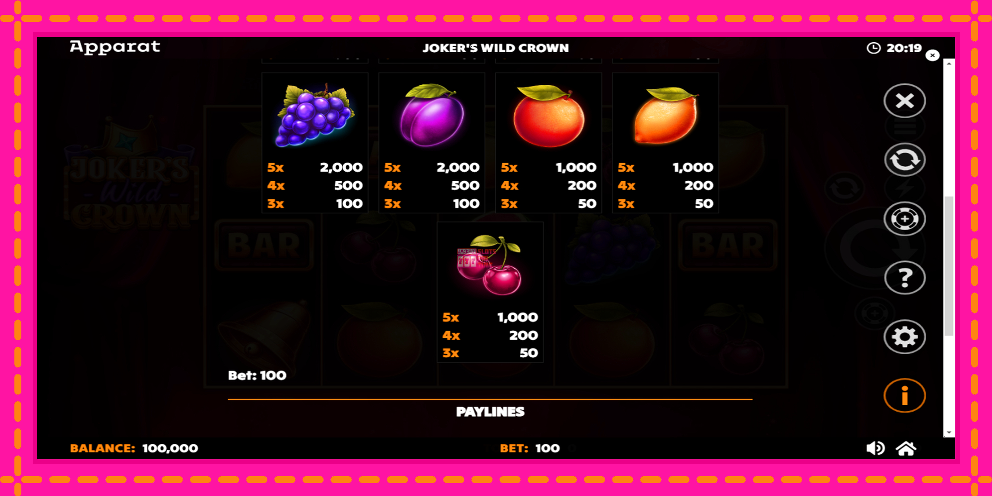 Slot machine Jokers Wild Crown Diamond Treasures gratuitamente, immagine 6