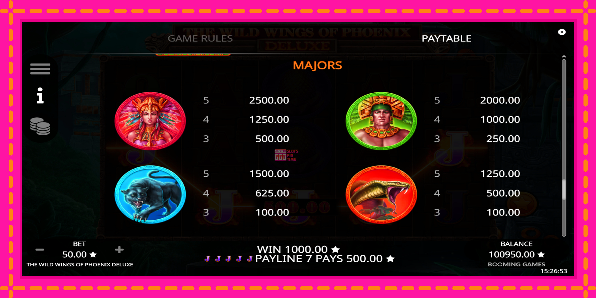 Slot machine The Wild Wings of Phoenix Deluxe gratuitamente, immagine 6