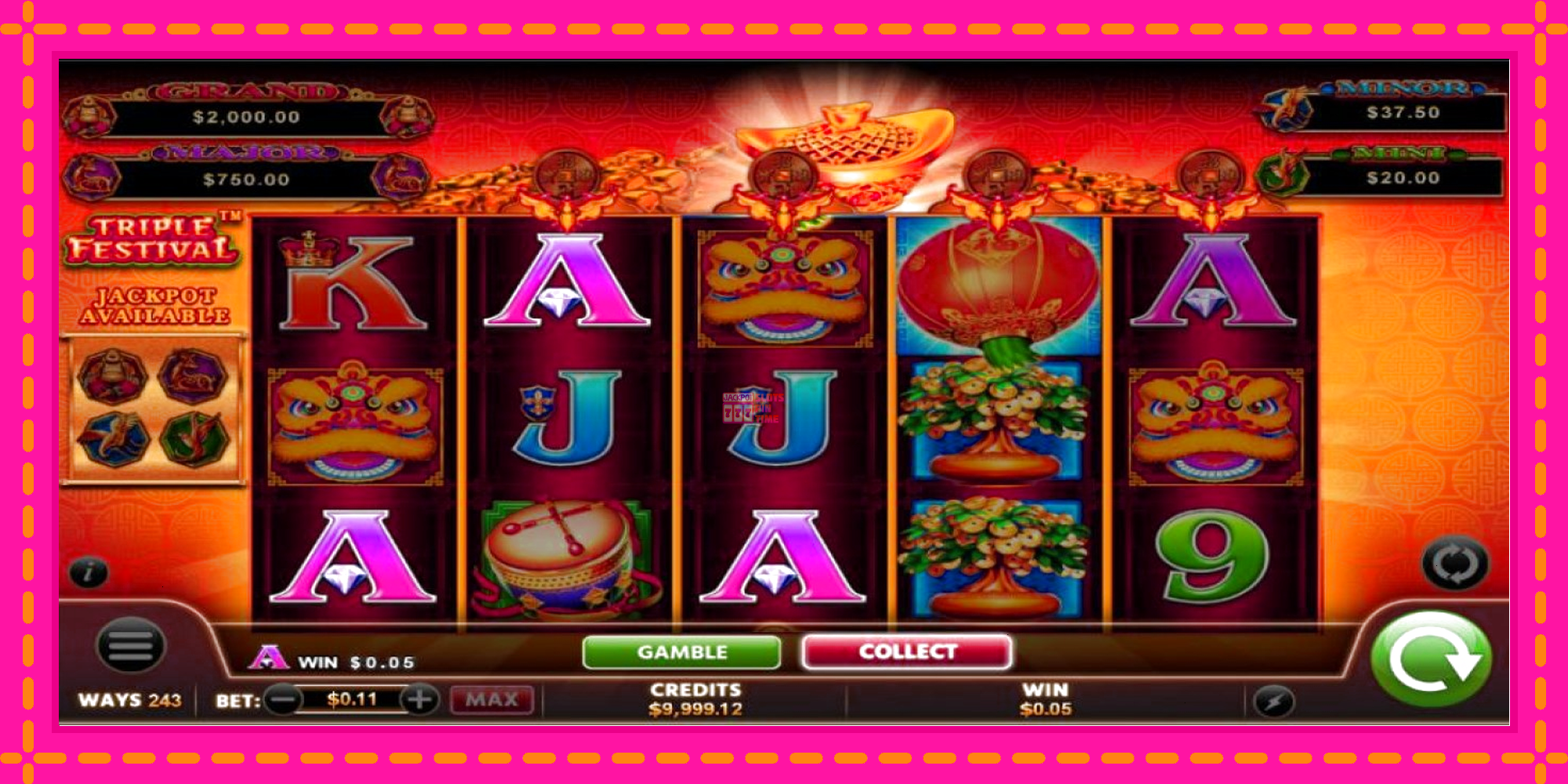 Slot machine Fu Lai Cai Lai Triple Festival gratuitamente, immagine 3