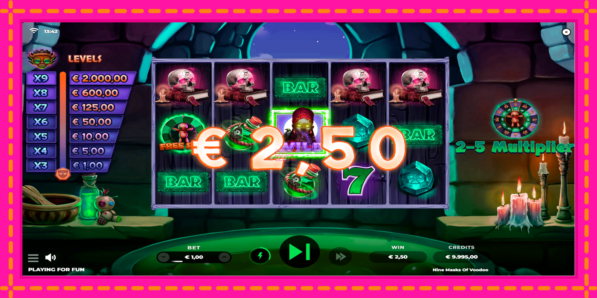 Slot machine 9 Masks of Voodoo gratuitamente, immagine 2