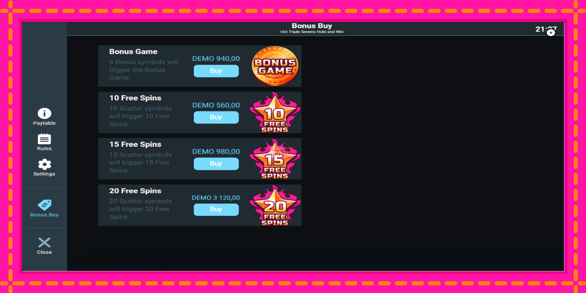 Slot machine Hot Triple Sevens Hold & Win gratuitamente, immagine 5