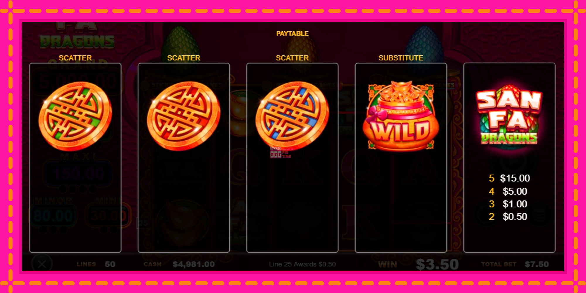 Slot machine San Fa Dragons gratuitamente, immagine 4