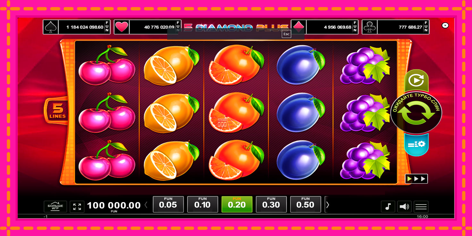 Slot machine 5 Diamond Plus gratuitamente, immagine 1