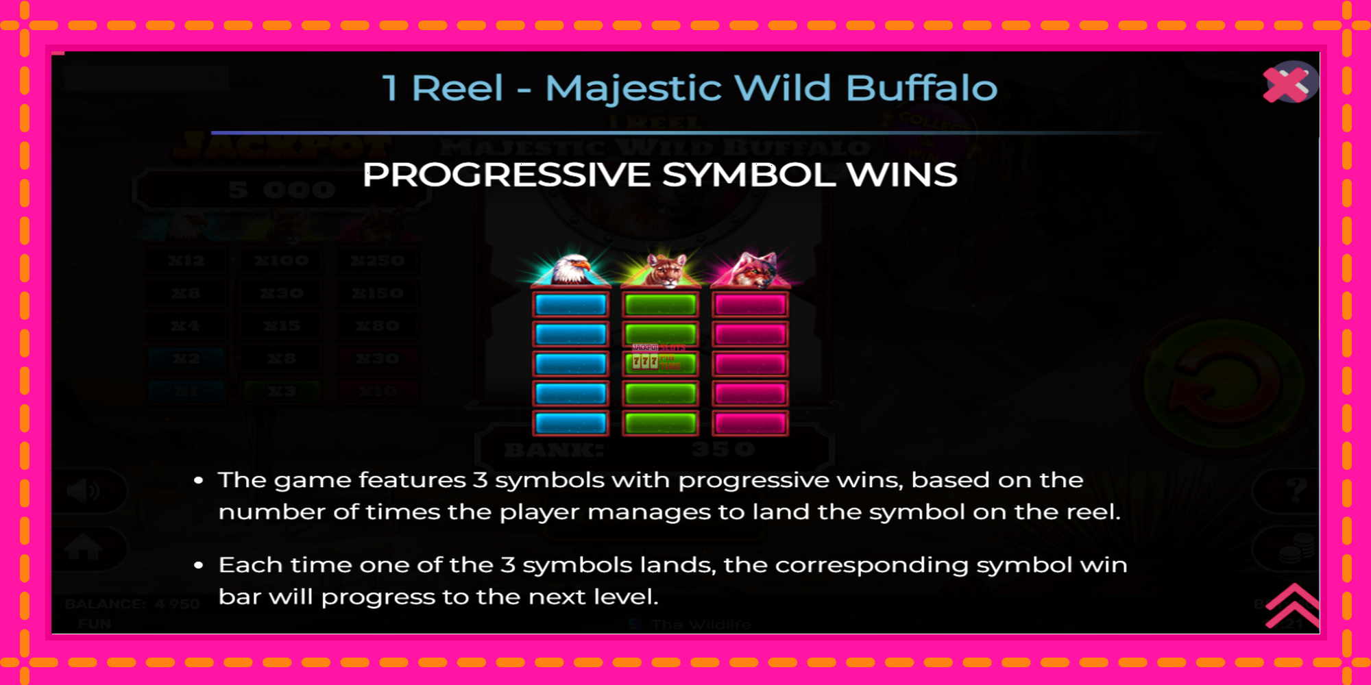 Slot machine 1 Reel Majestic Wild Buffalo gratuitamente, immagine 5