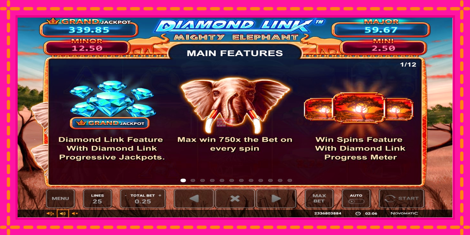 Slot machine Diamond Link: Mighty Elephant gratuitamente, immagine 3