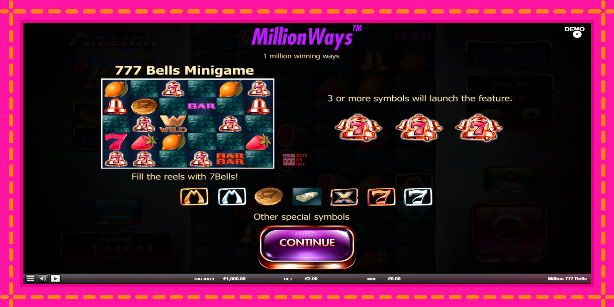 Slot machine Million 777 Bells gratuitamente, immagine 1