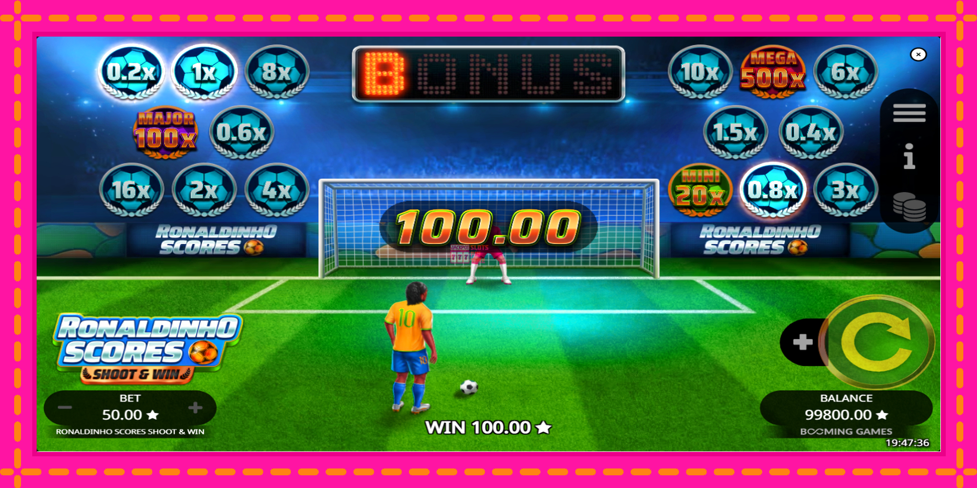 Slot machine Ronaldinho Scores Shoot & Win gratuitamente, immagine 3