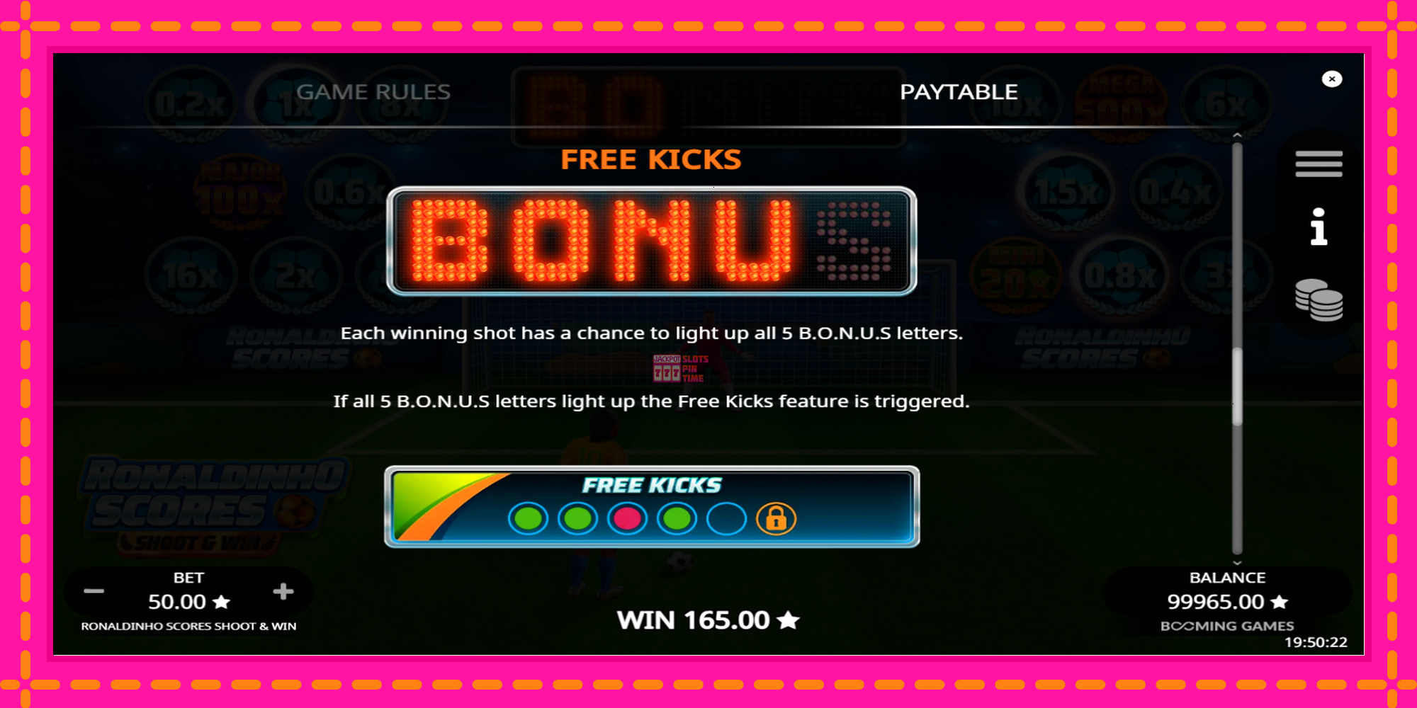 Slot machine Ronaldinho Scores Shoot & Win gratuitamente, immagine 6