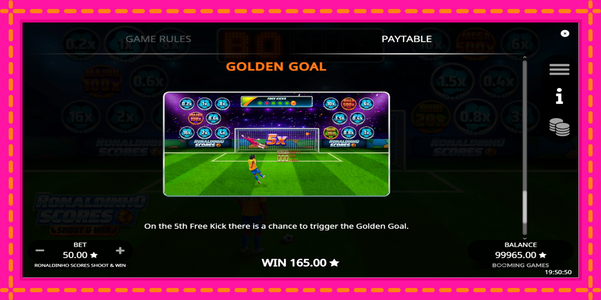 Slot machine Ronaldinho Scores Shoot & Win gratuitamente, immagine 7