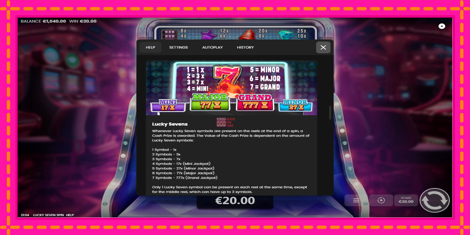 Slot machine Lucky Seven Spin gratuitamente, immagine 6