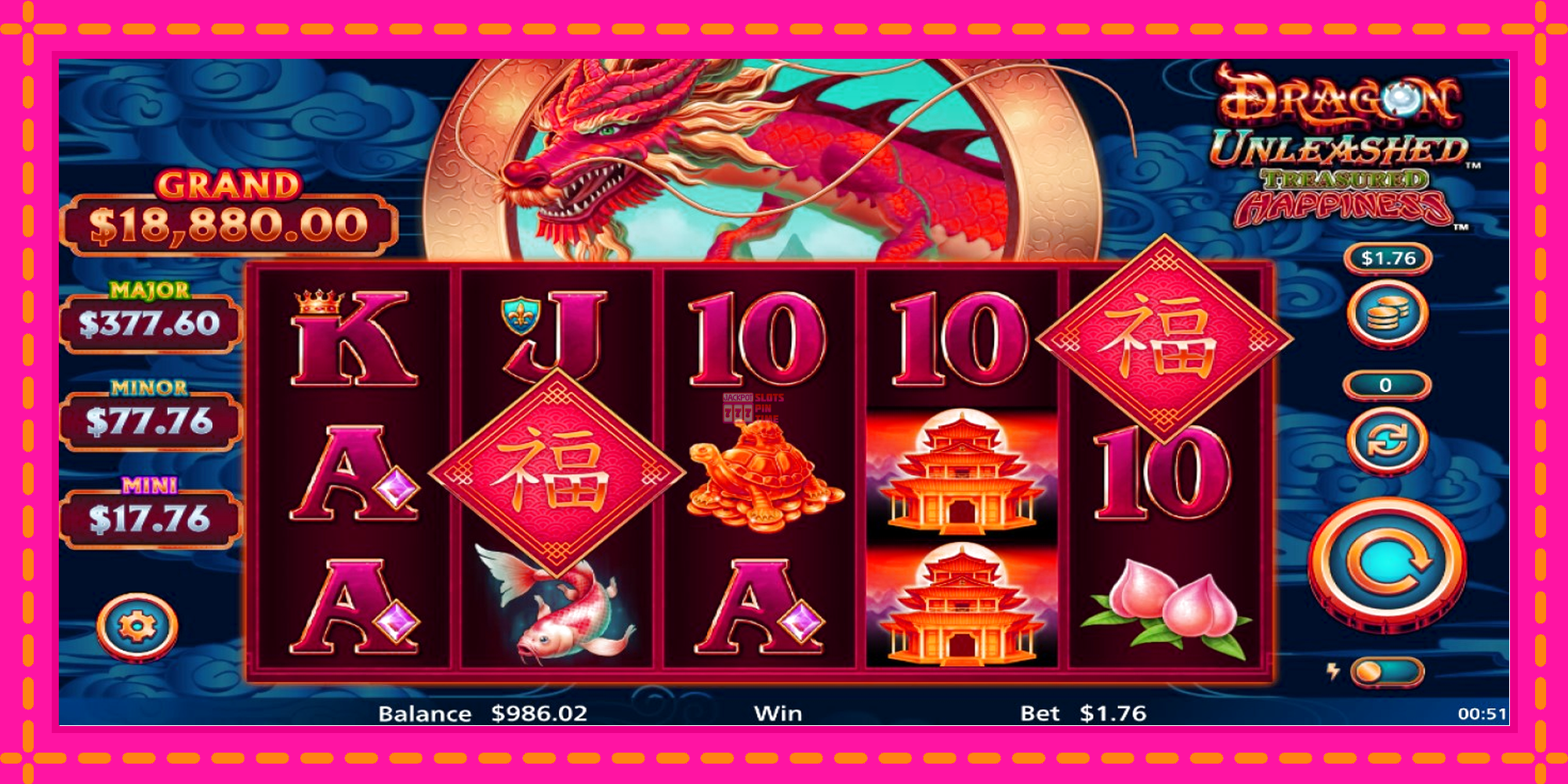 Slot machine Dragon Unleashed Treasured Happiness gratuitamente, immagine 3