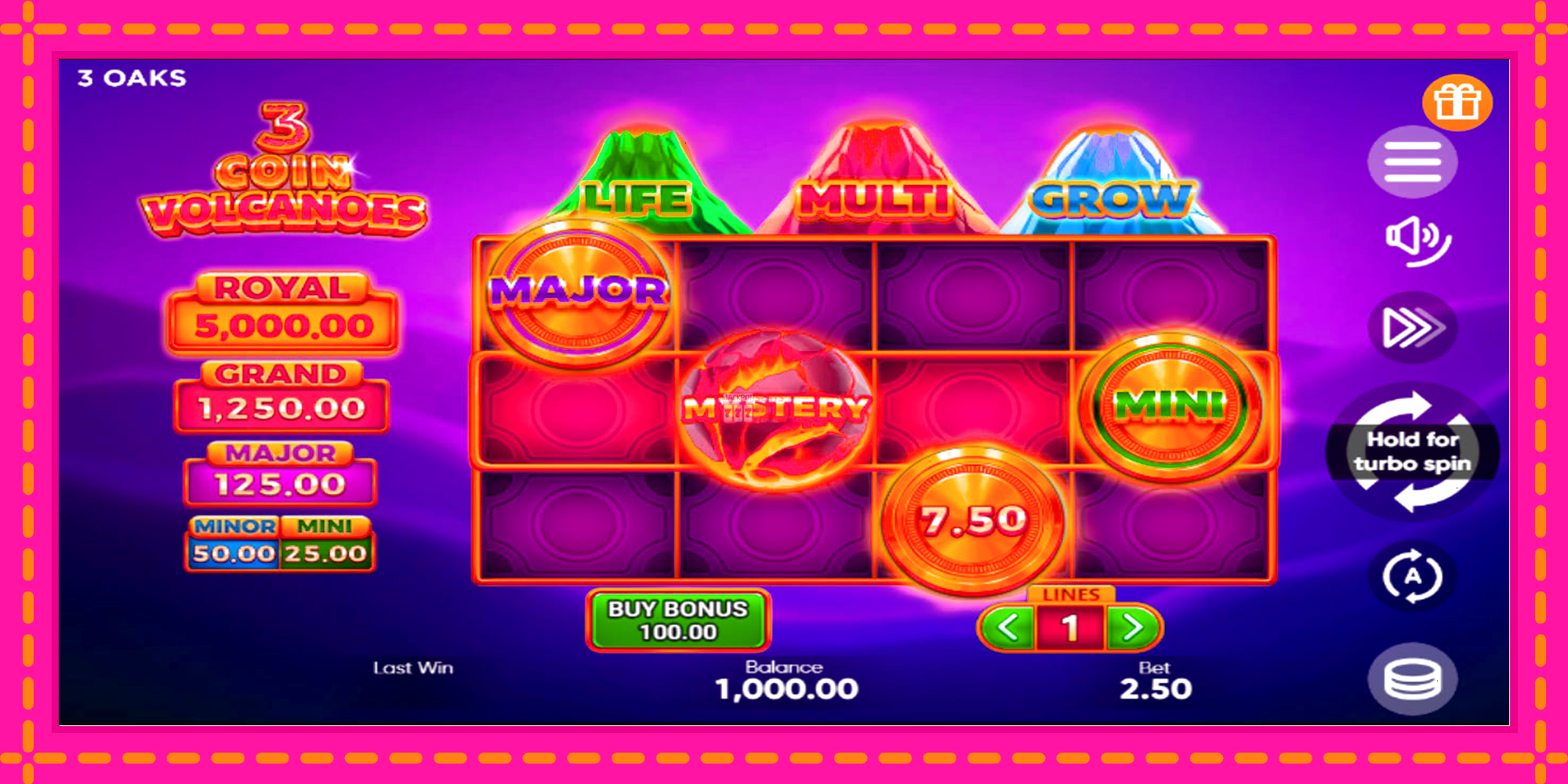 Slot machine 3 Coin Volcanoes gratuitamente, immagine 1