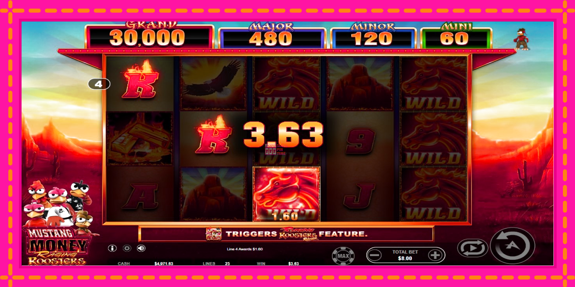 Slot machine Mustang Money Raging Roosters gratuitamente, immagine 3