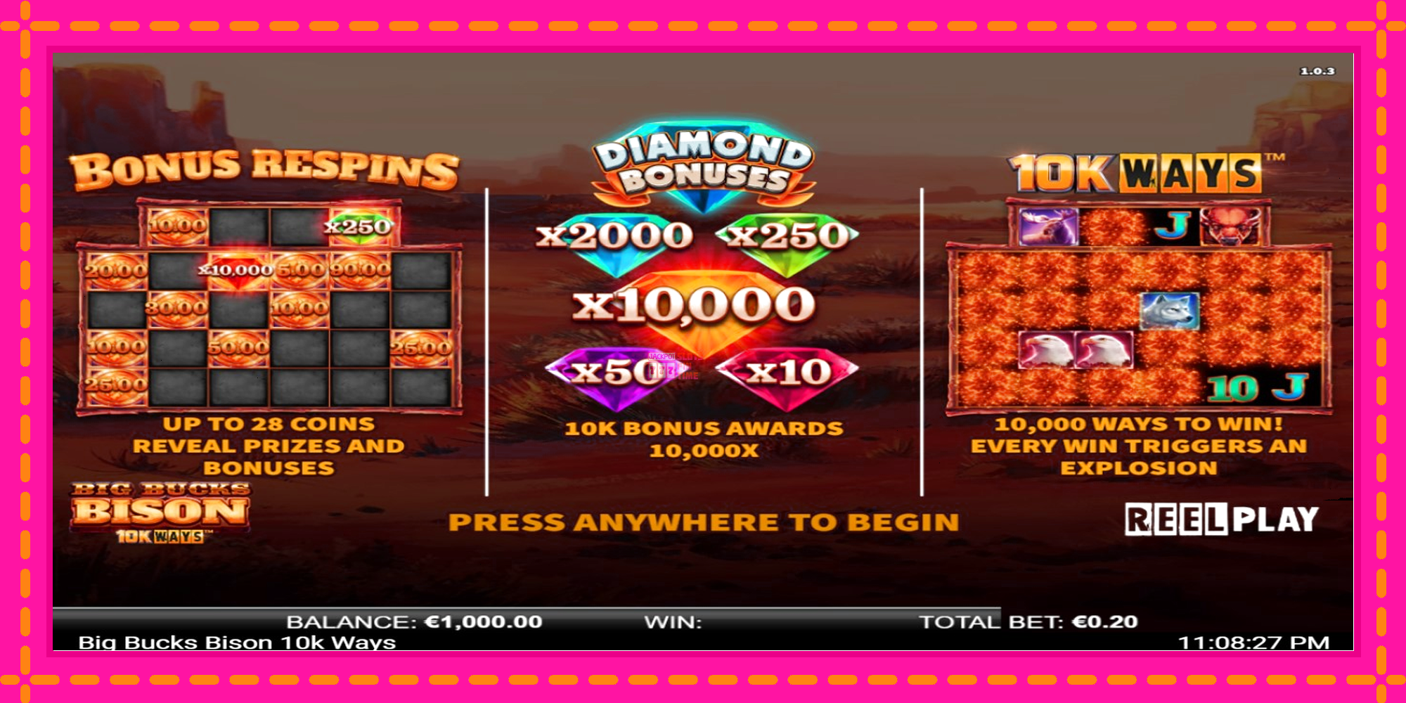 Slot machine Big Bucks Bison 10K Ways gratuitamente, immagine 1