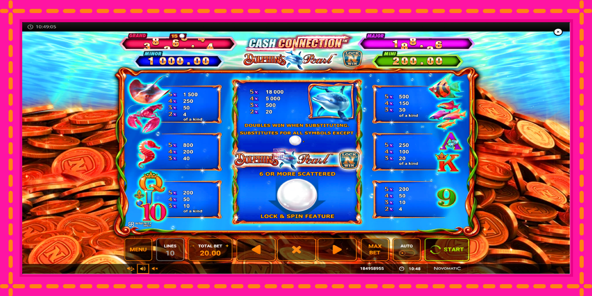 Slot machine Cash Connection Dolphins Pearl gratuitamente, immagine 5