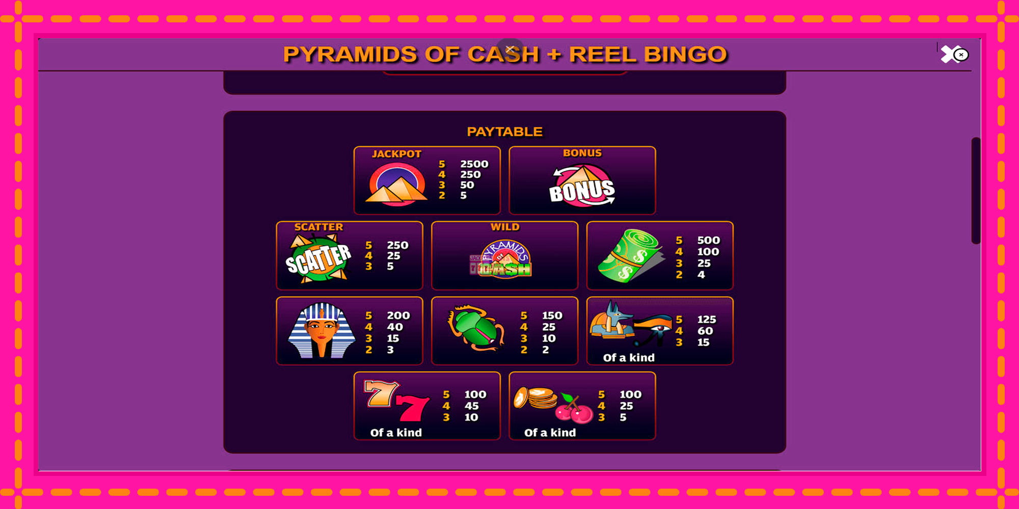 Slot machine Pyramids of Cash with Reel Bingo gratuitamente, immagine 5