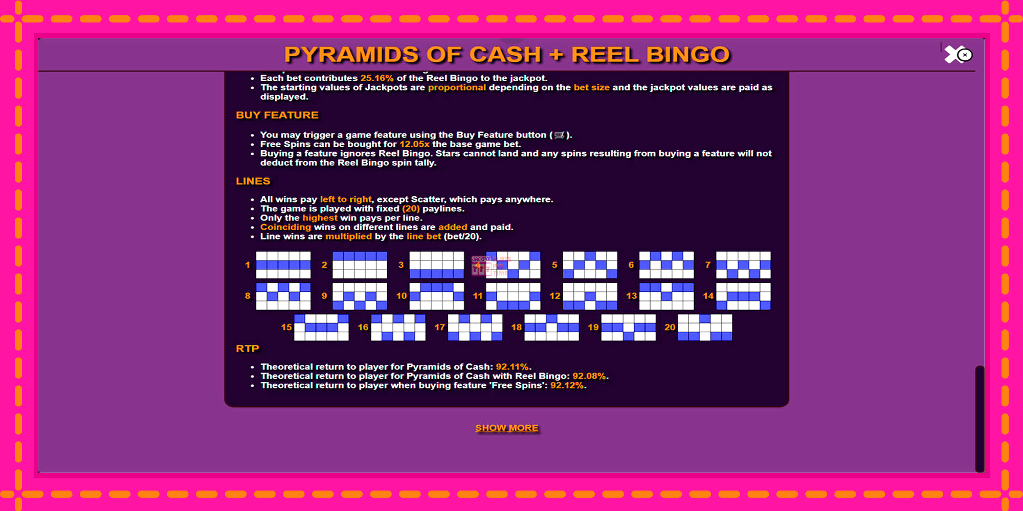 Slot machine Pyramids of Cash with Reel Bingo gratuitamente, immagine 6