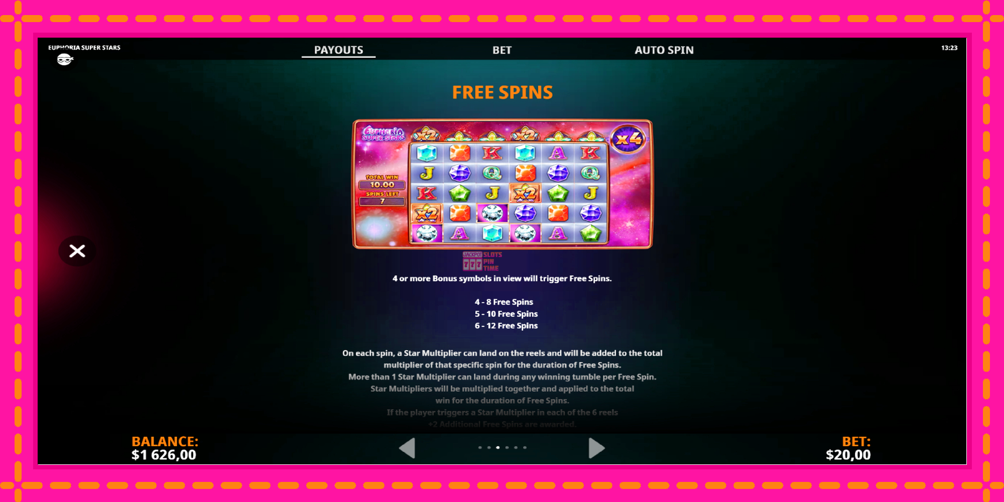 Slot machine Euphoria Super Stars gratuitamente, immagine 6