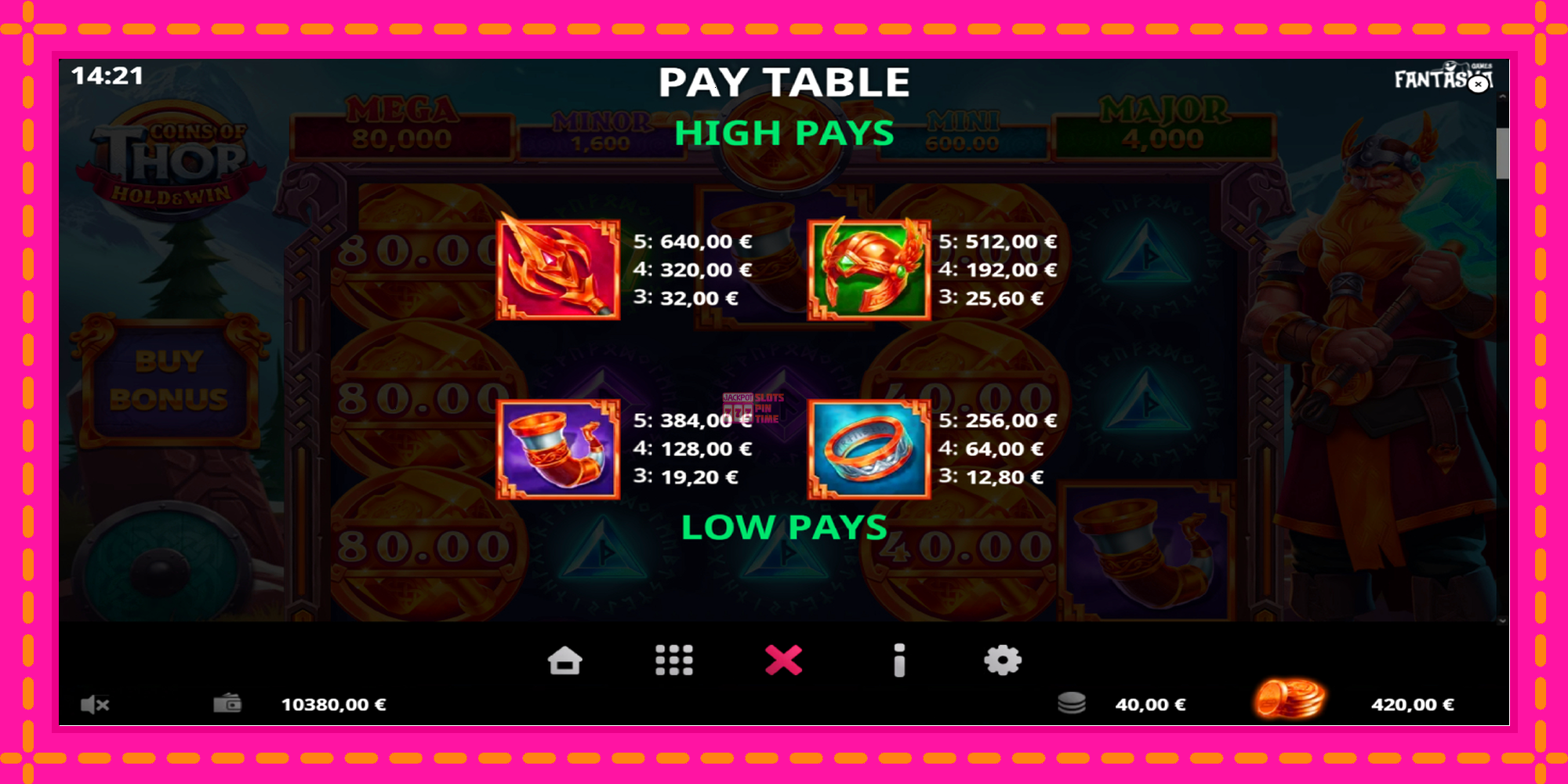 Slot machine Coins of Thor gratuitamente, immagine 5